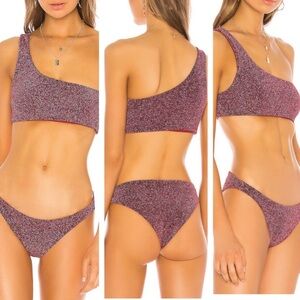 NWT Mikoh Samoa Sparkle Bikini Swim Top & Bottoms in Dragonfruit XS